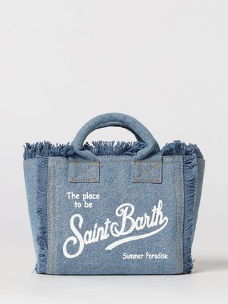 MC2 Saint Barth Borsa Vanity in denim di cotone con logo stampato