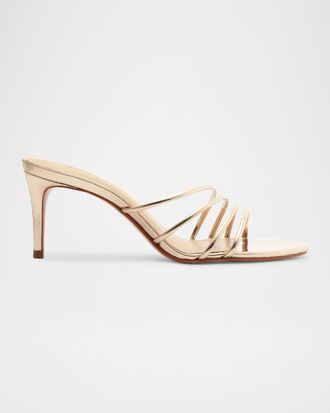 Schutz Inez Strappy Metallic Slide Sandals