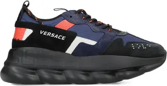 Versace Chain Reaction panelled sneakers - men - Leather/Fabric/Fabric/Rubber - 43 - Black