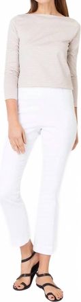 Ann Mashburn Faye Flare Cropped Pant In White Stretch Twill