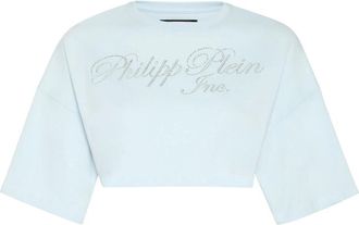 Philipp Plein T-Shirt Ronde Hals - Dames - T-shirts - Blauw - S - Katoen - Tops