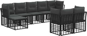 vidaXL Conjunto De Sof&aacute;s De Exterior Negro Y Gris Oscuro Poli&eacute;ster Vidaxl