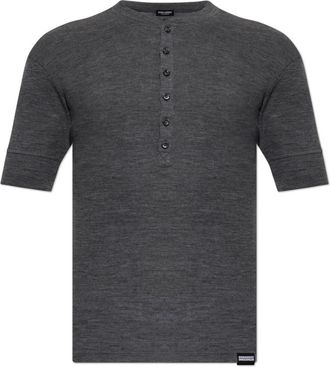 Dsquared2 Wollen Ondergoed T-shirt - Heren - T-shirts - Grijs - L - Wol - Tops