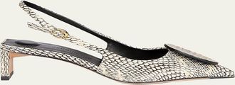 Jacquemus Les Duelo Snake-Effect Slingback Pumps
