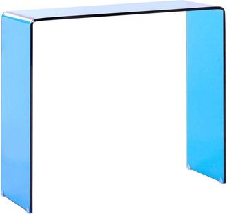Beliani Console Table Blue Transparent Glass 90 x 30 cm Rectangular Minimalist KENDALL