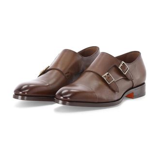Santoni Business Shoes, male, Brown, Size: 11 1/2 US Monkstrap