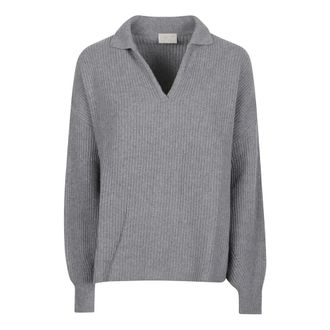 Drumohr Jersey Cuello Polo Boxy - Knitwear - Mujer - Gris - S
