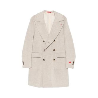 Isaia Coat - male - Isaia - Double-Breasted Coats - Beige - 2XL - Coats