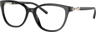 Emporio Armani 0ea3190 Glossy Black Cat-Eye Sunglasses with Chain-Link Accents