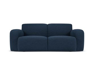MICADONI Sof&aacute; 2 plazas de tejido boucl&eacute; azul oscuro