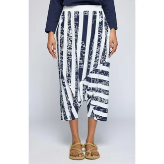 Luukaa D'Celli Thessaly Striped Jersey Harem Pants in Navy at Nordstrom, Size 16