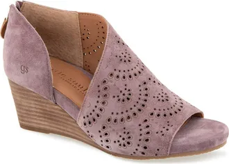 Gentle Souls Talerie Perforated Wedge Sandal in Mauve Suede at Nordstrom, Size 7.5