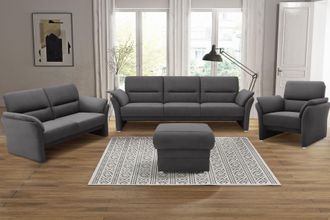 Domo Collection 3-Sitzer »Pina, schmale Armlehnen, mit Federkern, kompakt & elegant« Hoher Sitzkomfort, Luxus-Microfaser weich, anthrazit, Breite 219 cm