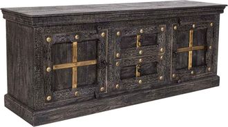 Wanderlust Deco Mueble Bajo De Madera Gris 165x46x65 Cm