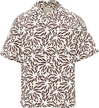 Prada Printed cotton and silk bowling shirt Man M