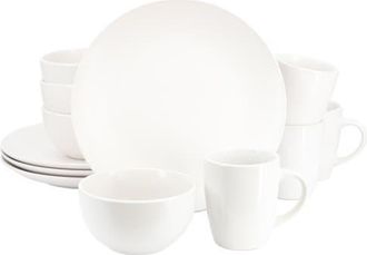 Gibson Home Everyday Plus 12 Piece Round Stoneware Dinnerware Set in White at Nordstrom