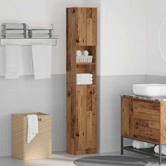 Berkfield Home Comfortable Bathroom Cabinet Old Wood 32x25.5x190 cm Engineered Wood in Brown