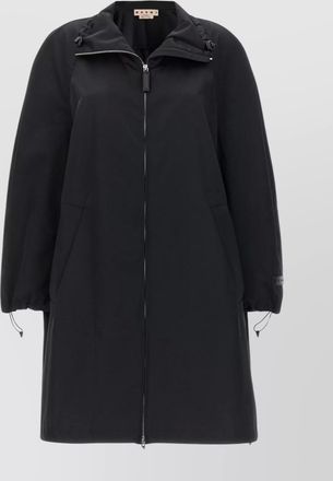 Marni satin parka high collar drawstring hem