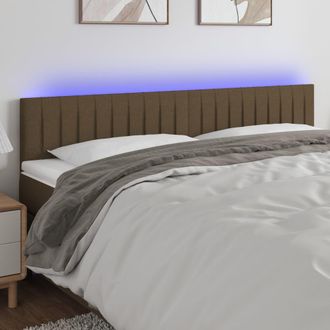 vidaXL Cabecero Con Led De Tela Marr&oacute;n Oscuro 180x5x78/88 Cm Vidaxl