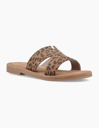 Hush Puppies Womens Hush Puppies Azalea Mule Leather Womens Leopard Sandals - Brown - Size: 6
