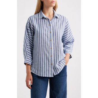 Beach Lunch Lounge Wesley Linen & Cotton Shirt in French Blue at Nordstrom, Size X-Small