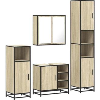 vidaXL Vidaxl - Juego De Muebles De Ba&ntilde;o 4 Pzas Contrachapada Roble Sonoma
