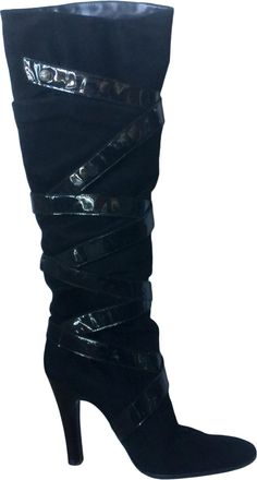 Giuseppe Zanotti Suede & Patent Leather Heeled Long Boots Size 37