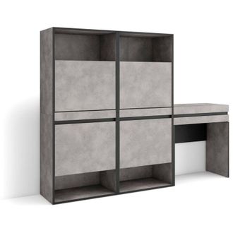 Skraut Home Skraut Home - Zapatero, Armario Zapatos Botas, 190x145x35 Cm, Dormitorio, Habitaci&oacute;n, Tocador, Estilo Moderno, Gris Cemento