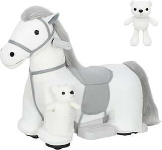 OEM Caballito El&eacute;ctrico Con M&uacute;sica Bater&iacute;a 6v Tacto Suave Ruedas Silenciosas De Pu Marcha Adelante Blanco