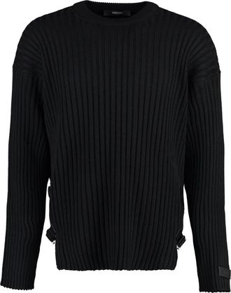 Versace Wollen trui met ronde hals - Heren - Ronde hals truien - Zwart - XL - Wol - Truien & Vesten