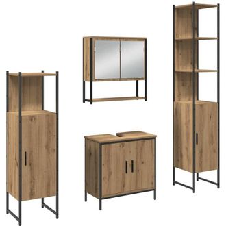 vidaXL Vidaxl - Juego De Muebles De Ba&ntilde;o 4 Pcs Marr&oacute;n 33 X 33 X 185.5 Cm