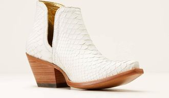 Ariat Womens Dixon Exotic Python Western Bootie In Winter White
