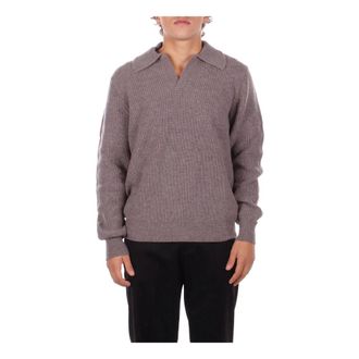 Tagliatore V-neck Knitwear, male, Gray, Size: L Knit Polo