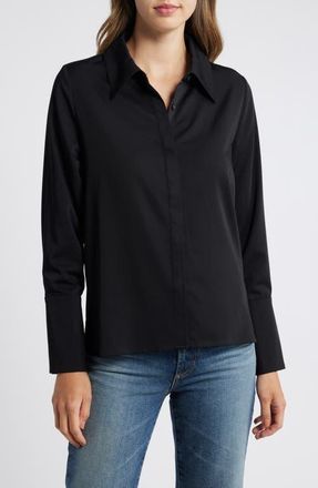 Wit & Wisdom Flare Cuff Button-Up Shirt in Black at Nordstrom, Size X-Small