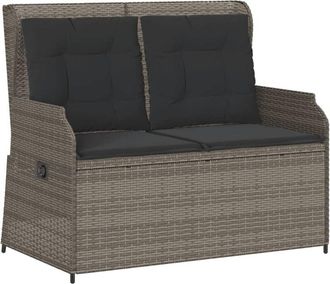 vidaXL Sill&oacute;n Reclinable De Jard&iacute;n Con Cojines Rat&aacute;n Sint&eacute;tico Gris Vidaxl