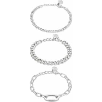 Ettika Set of 3 Chain Link Bracelets in Silver at Nordstrom