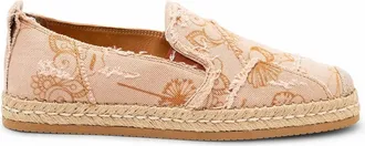 Hogan Womens Floral-Print Frayed Espadrille In Orange