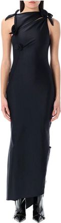 Coperni Bloemen Asymmetrische Jurk - Dames - Avondkleed - Zwart - L - Kleedjes