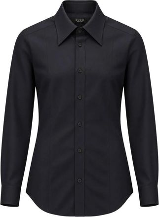 Gucci Zijden Poplin Shirt - Dames - Overhemden - Zwart - L - Overhemden