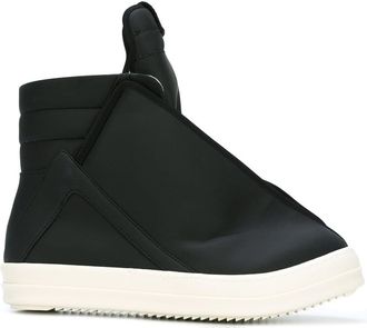Rick Owens long tongue slip-on hi-tops - Zwart
