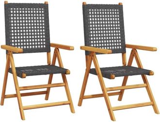 vidaXL Vidaxl - Garden Chairs 2 pcs Black Solid Wood Acacia and Poly Rattan