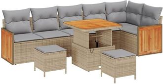 vidaXL Garden Sofa Set 11 pcs Beige and Light Grey Poly Rattan vidaXL