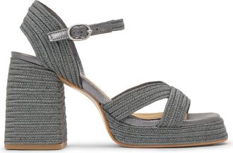 Castaner Valle 142 Sandal - Dames - Sandalen met hakken - Grijs - 41 EU - Leer - Schoenen