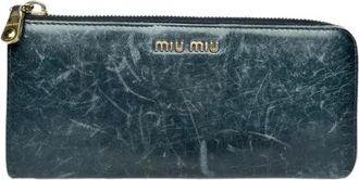Miu Miu Pre-owned Leather Wallet - Dames - Vintage Accessoires - Blauw - ONE Size - Leer - Vintage