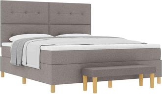 vidaXL Box Spring Bed with Mattress & Bench Taupe 180x200 cm Fabric vidaXL