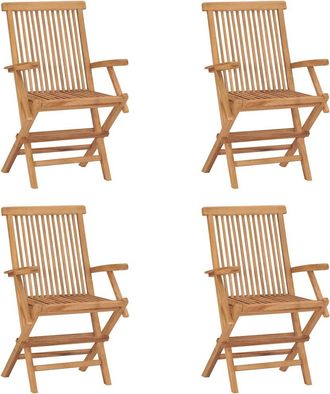 vidaXL Vidaxl - Sillas De Jard&iacute;n Plegables 4 Unidades Madera Maciza De Teca