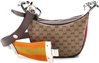 Gucci Borsa a spalla Attache mini in tela cerata GG - Marrone