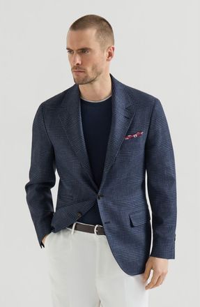 Brunello Cucinelli Prince of Wales deconstructed blazer in Denim at Nordstrom, Size 58 It