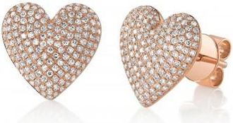 Allurez Diamond Puffed Heart Stud Earrings 14K Rose Gold (0.62ct)