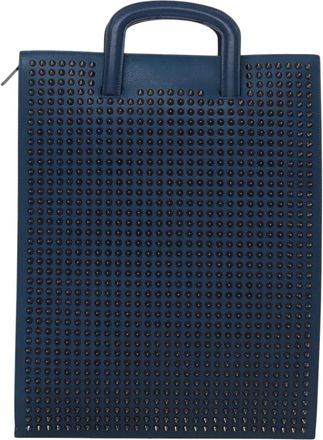 Christian Louboutin Trick Track Blue Leather Handbag (Pre-Owned)